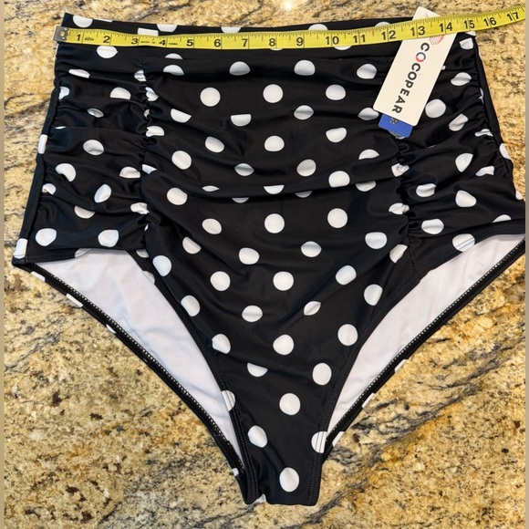 Cocopear High Waisted Side Ruched Bikini Swimsuit Bottoms Polka Dot Size 2XL NWT - Picture 5 of 5